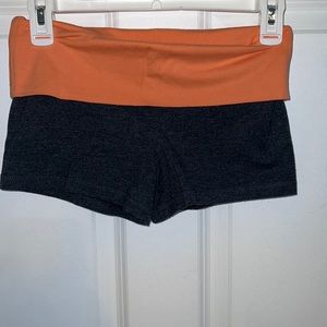 Gray and coral yoga shorts